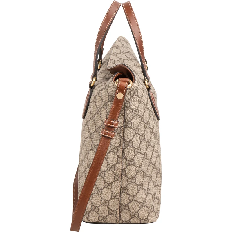 Gucci Monogram GG Supreme Canvas Linea A Foldover Tote Handbag