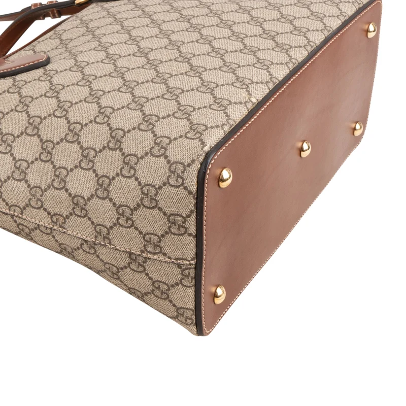 Gucci Monogram GG Supreme Canvas Linea A Foldover Tote Handbag