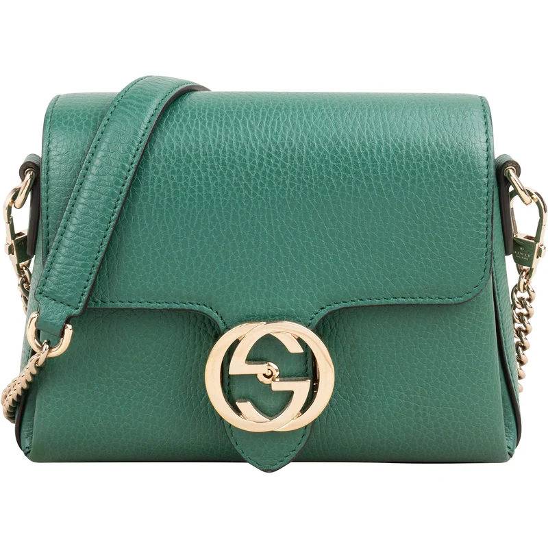 Gucci Grained Leather Interlocking GG Shoulder Crossbody Bag