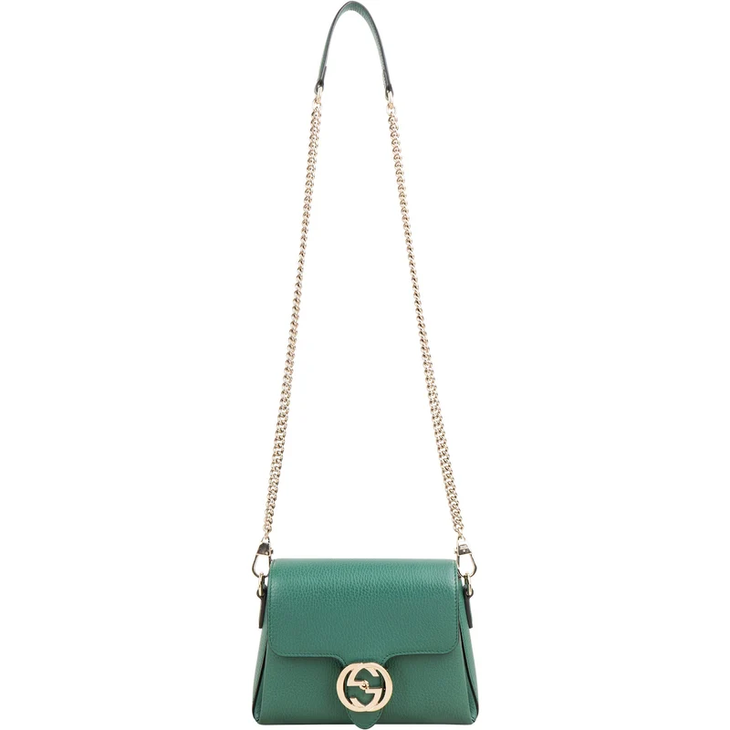 Gucci Grained Leather Interlocking GG Shoulder Crossbody Bag
