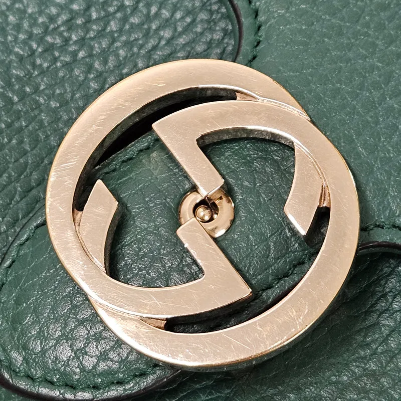 Gucci Grained Leather Interlocking GG Shoulder Crossbody Bag