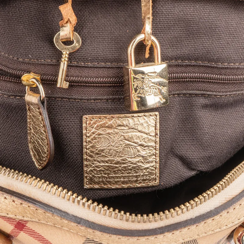Burberry Haymarket Check Framed Bowling Handbag