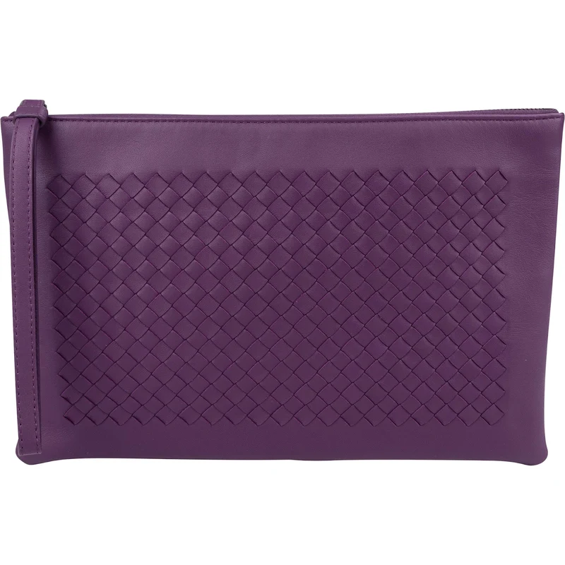 Bottega Veneta Purple Intrecciato Leather Clutch Bag