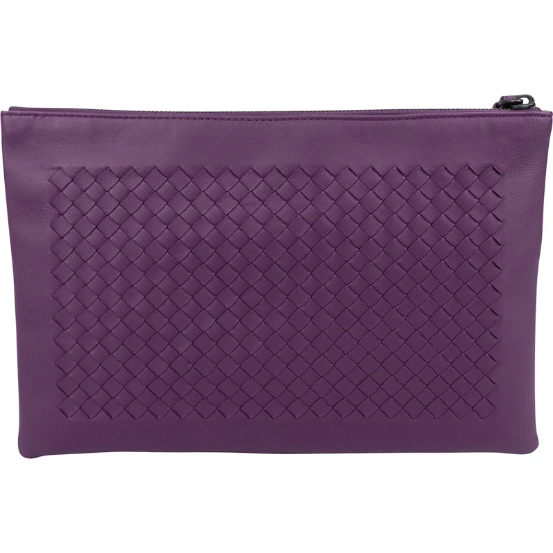 Bottega Veneta Purple Intrecciato Leather Clutch Bag
