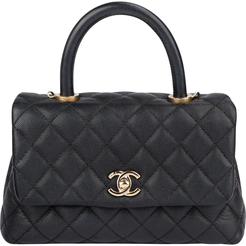 Chanel Quilted Caviar Leather Coco Handle Handbag