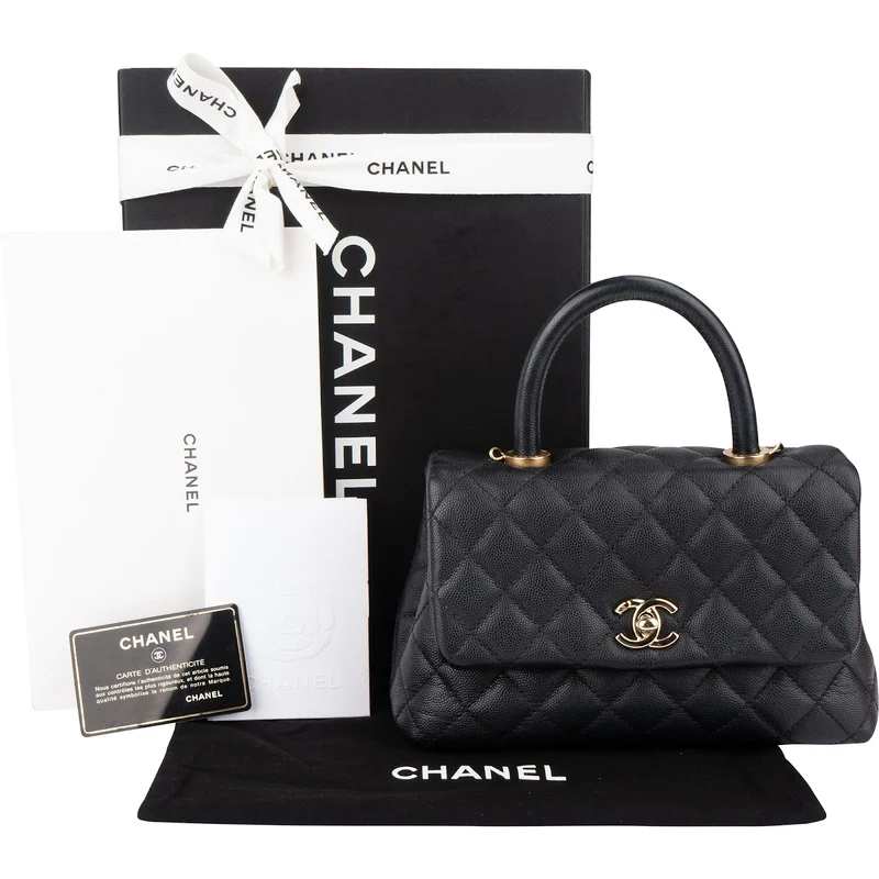 Chanel Quilted Caviar Leather Coco Handle Handbag