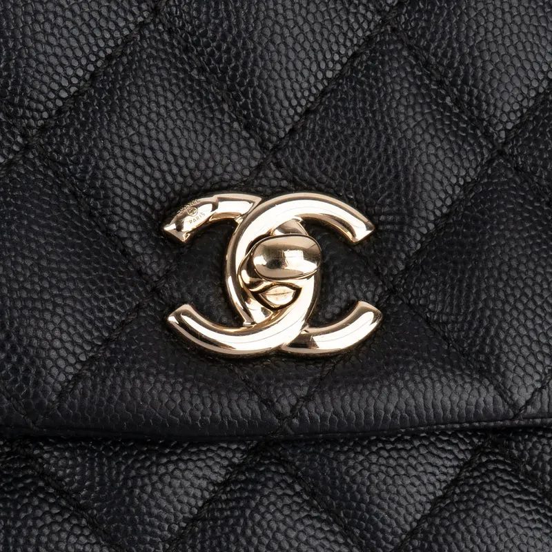 Chanel Quilted Caviar Leather Coco Handle Handbag