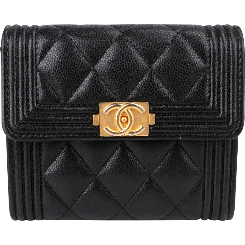 Chanel Caviar Leather Small Boy Flap Wallet