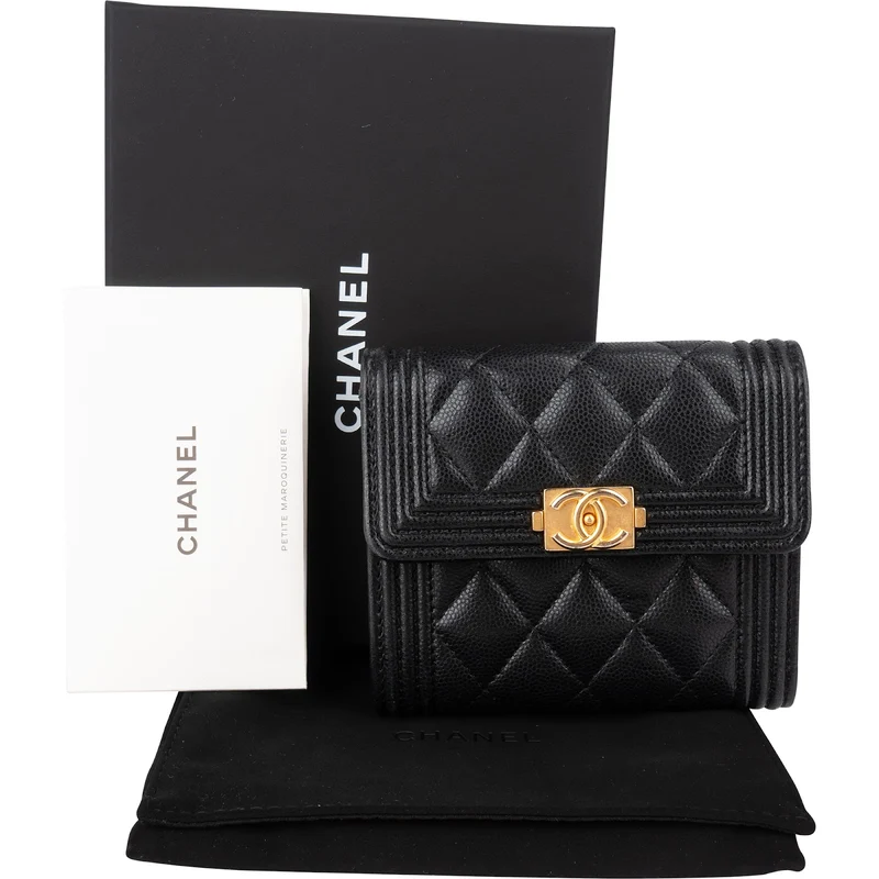 Chanel Caviar Leather Small Boy Flap Wallet