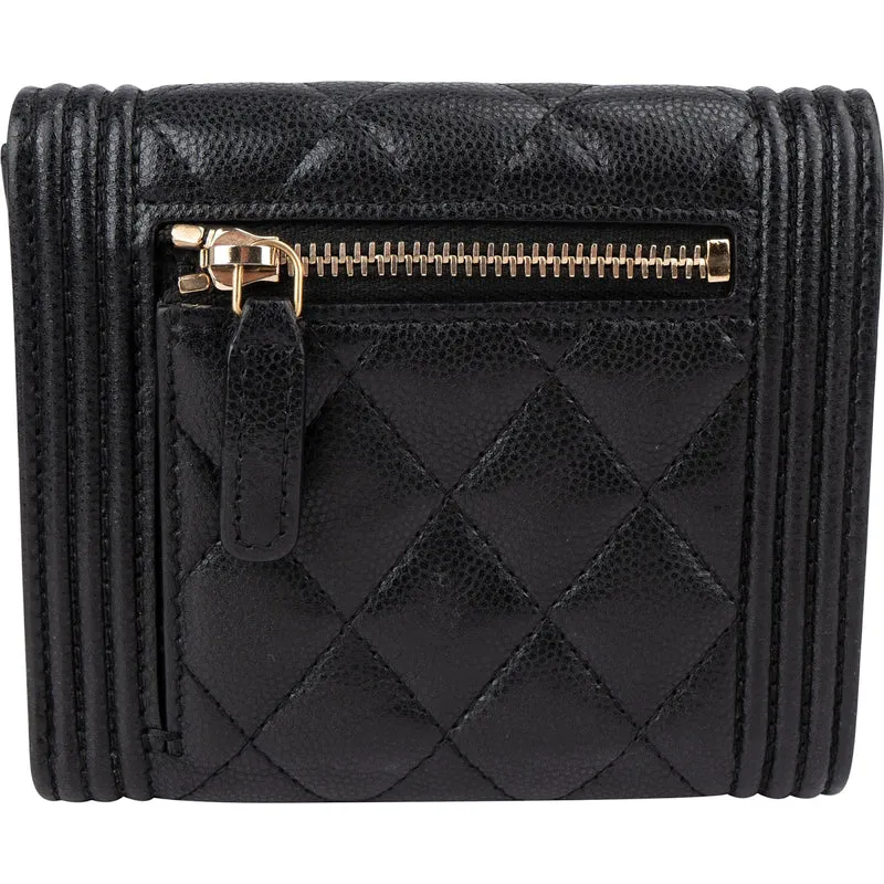 Chanel Caviar Leather Small Boy Flap Wallet