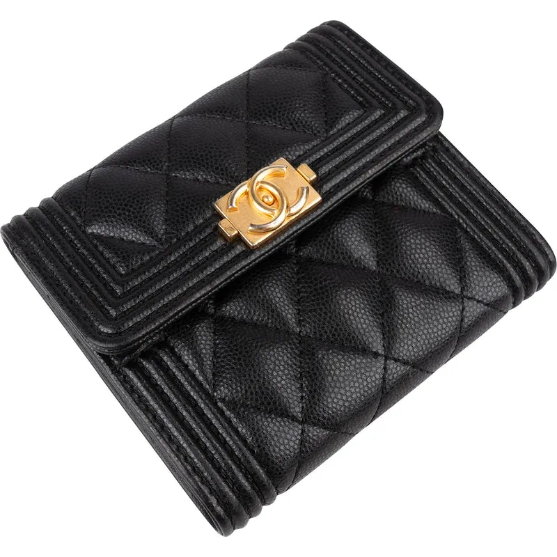 Chanel Caviar Leather Small Boy Flap Wallet