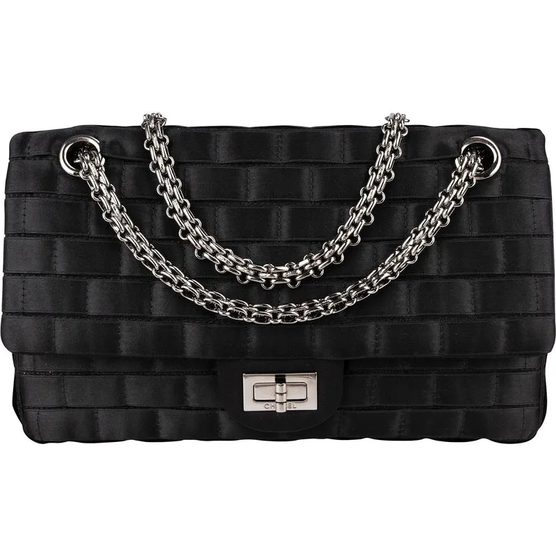 Chanel Rare Sample Satin Chocolate Bar 2.55 Reissue Double Flap Crossbody Bag