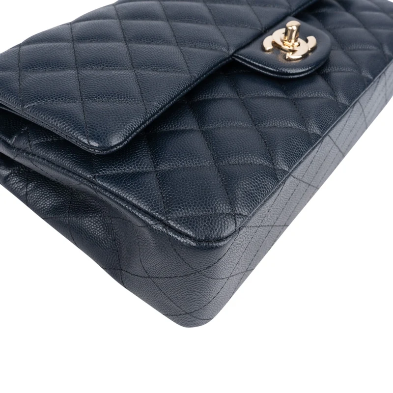 Chanel Quilted Caviar Leather Medium Double Flap Shoulder Bag