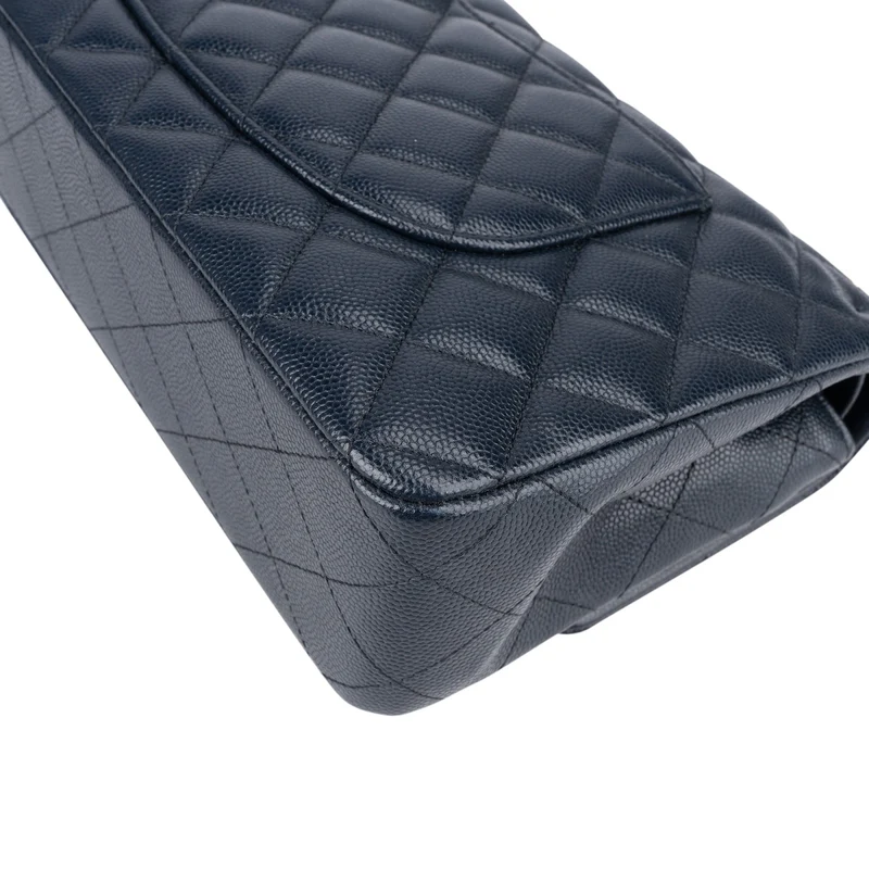 Chanel Quilted Caviar Leather Medium Double Flap Shoulder Bag