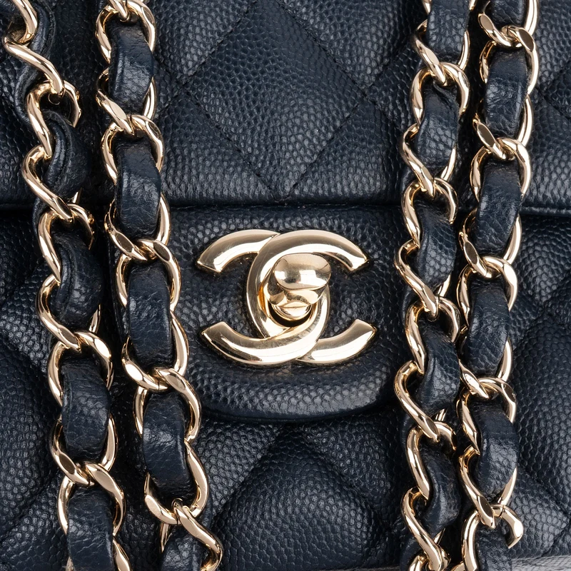 Chanel Quilted Caviar Leather Medium Double Flap Shoulder Bag