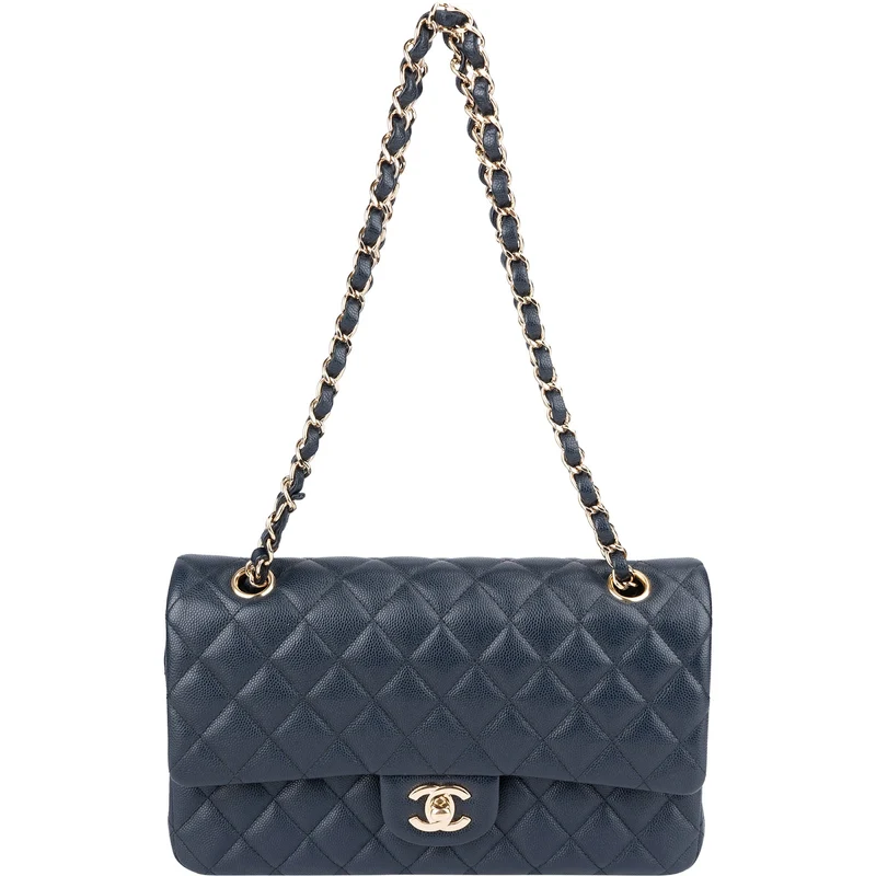 Chanel Quilted Caviar Leather Medium Double Flap Shoulder Bag