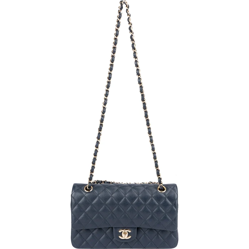 Chanel Quilted Caviar Leather Medium Double Flap Shoulder Bag