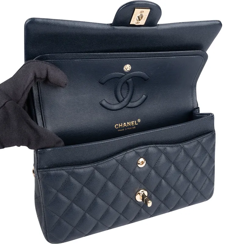Chanel Quilted Caviar Leather Medium Double Flap Shoulder Bag