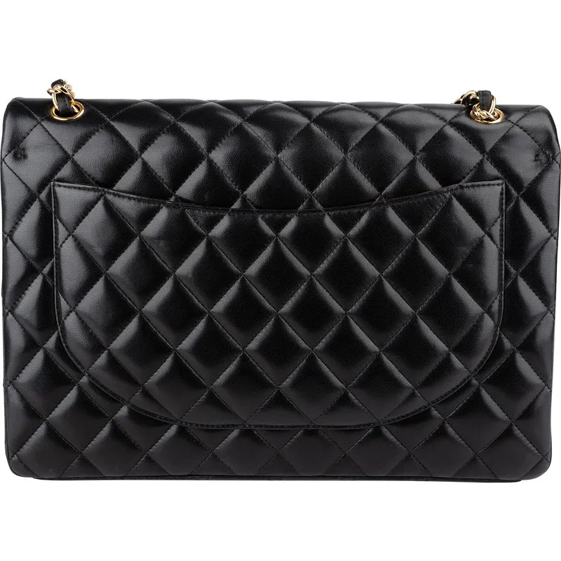 Chanel Quilted Lambskin Gold Maxi Double Flap Crossbody Bag