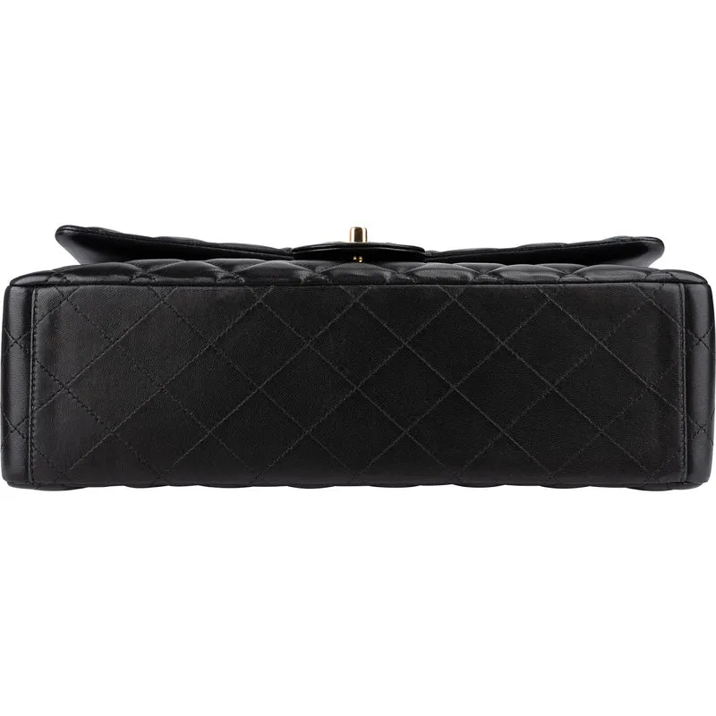 Chanel Quilted Lambskin Gold Maxi Double Flap Crossbody Bag