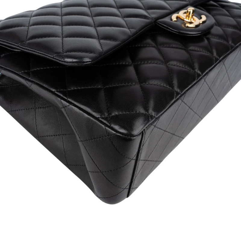 Chanel Quilted Lambskin Gold Maxi Double Flap Crossbody Bag