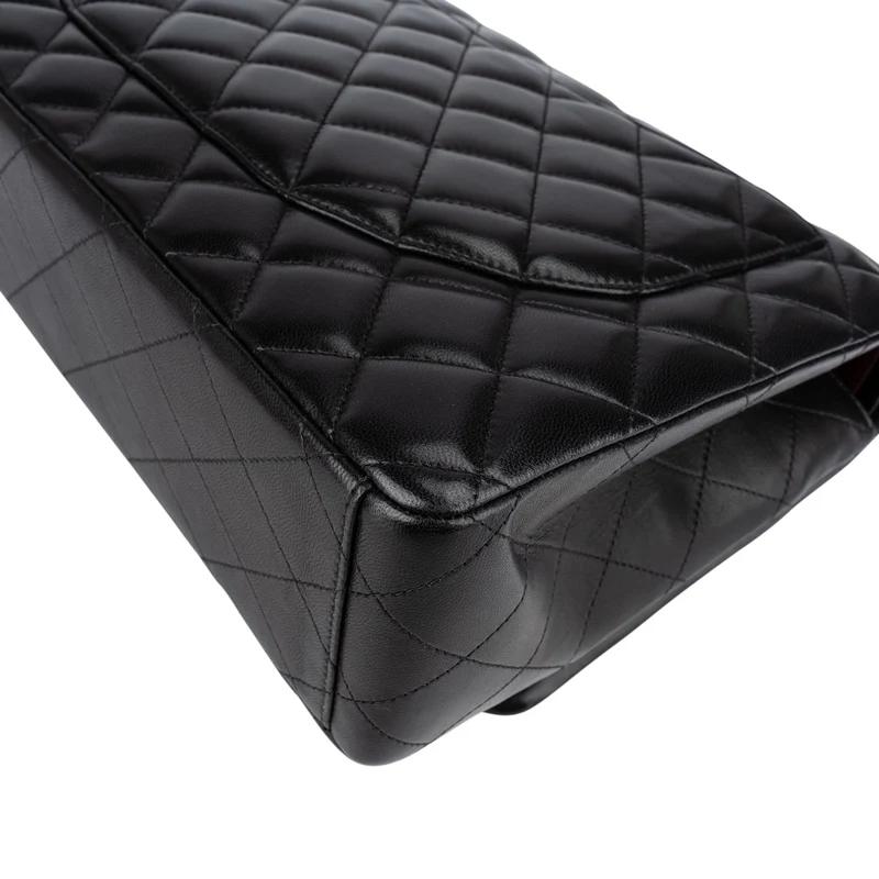 Chanel Quilted Lambskin Gold Maxi Double Flap Crossbody Bag