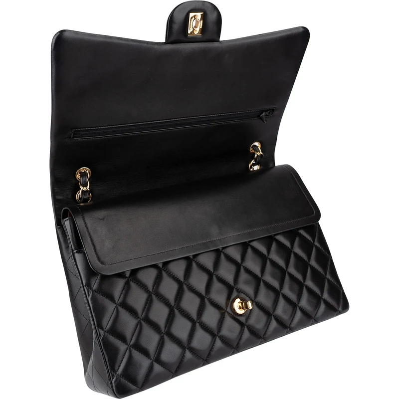 Chanel Quilted Lambskin Gold Maxi Double Flap Crossbody Bag