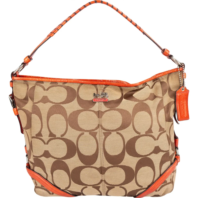 Coach Monogram Signature Patent Leather Hobo Shoulder Bag