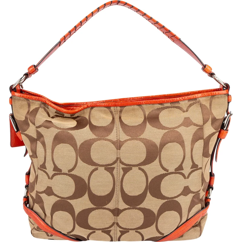 Coach Monogram Signature Patent Leather Hobo Shoulder Bag