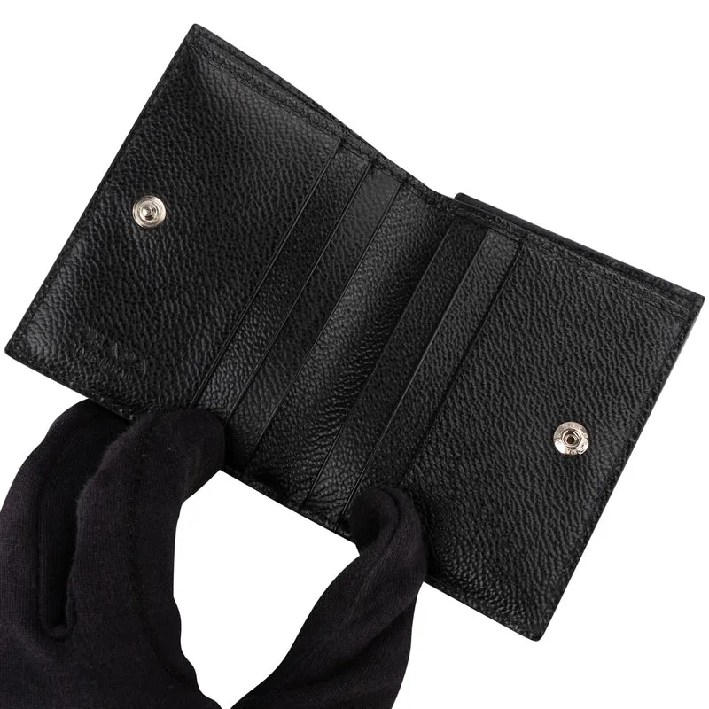 Prada Saffiano Corner Leather Small Vertical Bifold Wallet