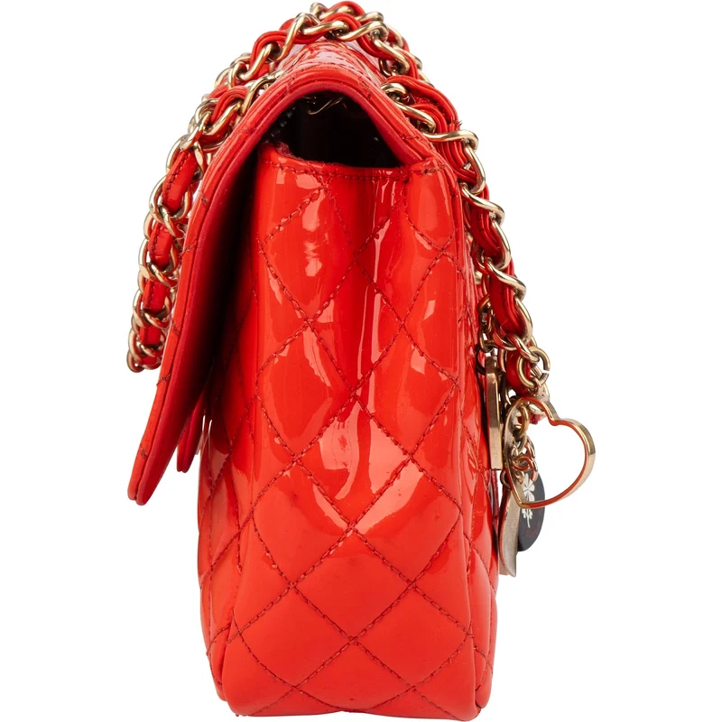Chanel Quilted Patent Leather Valentine Single Flap Crossbody Bag