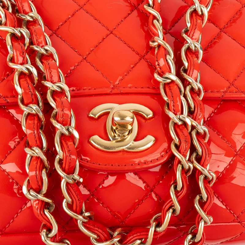 Chanel Quilted Patent Leather Valentine Single Flap Crossbody Bag