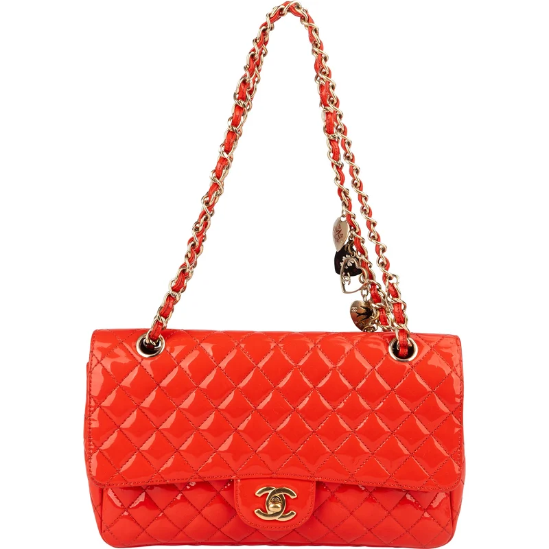 Chanel Quilted Patent Leather Valentine Single Flap Crossbody Bag