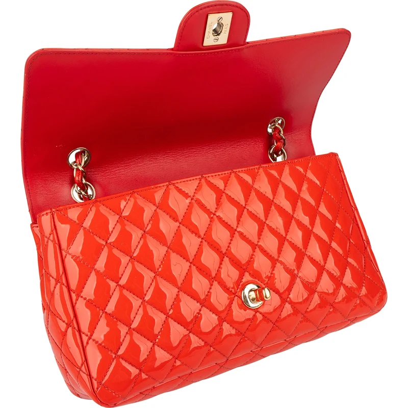 Chanel Quilted Patent Leather Valentine Single Flap Crossbody Bag