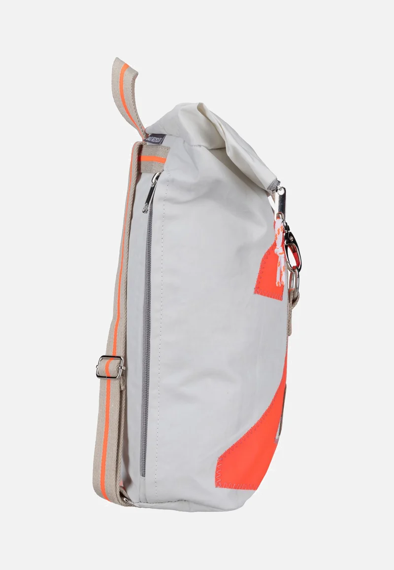 Möwe Mini Weiss/Sand/Zahl Orange - Rolltop Rucksack