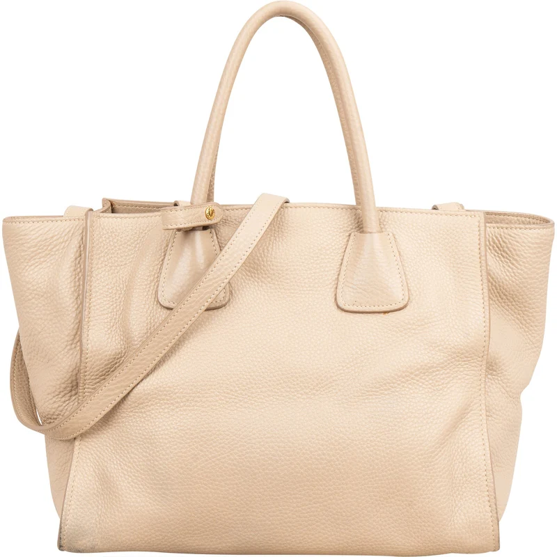 Prada Vitello Daino Leather Twin Pocket Luggage Shopper Handbag