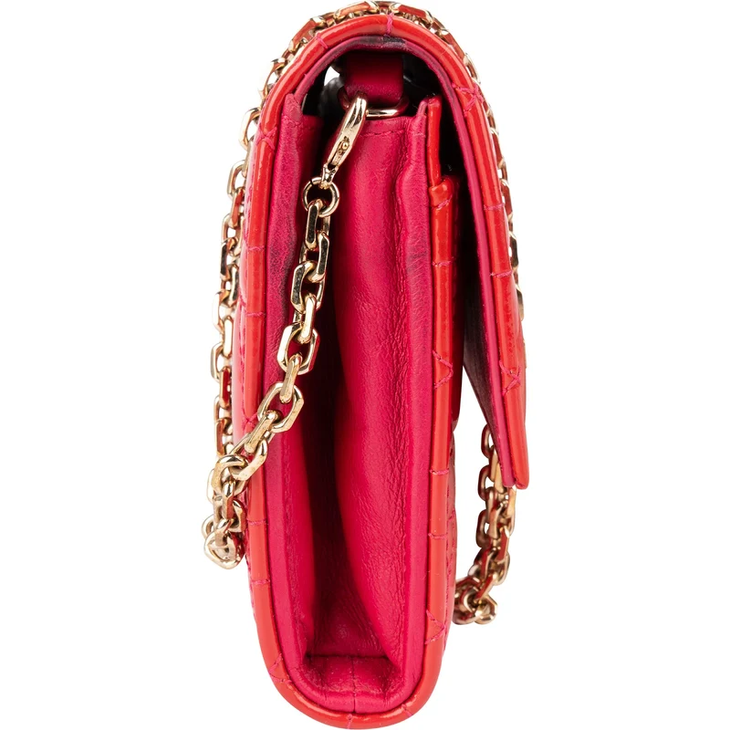 Christian Dior Patent Cannage Leather Wallet On Chain Crossbody Bag
