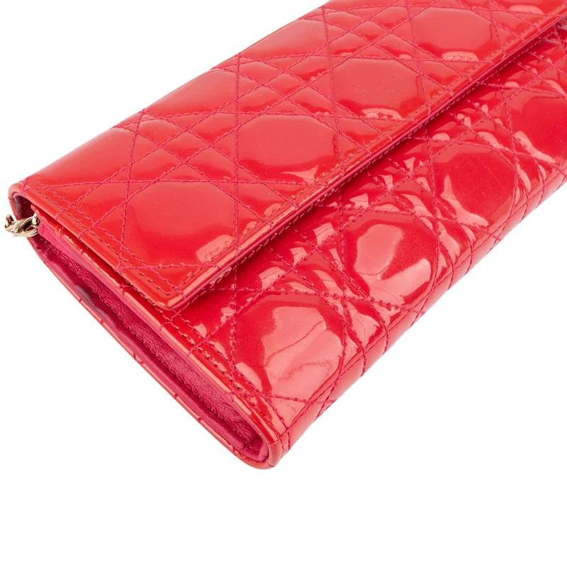 Christian Dior Patent Cannage Leather Wallet On Chain Crossbody Bag