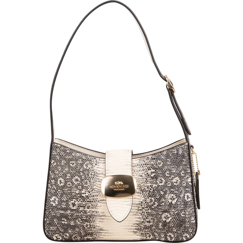 Coach Mixed Print Lizard Snakeskin Embossed Leather Ergo Shoulder Bag