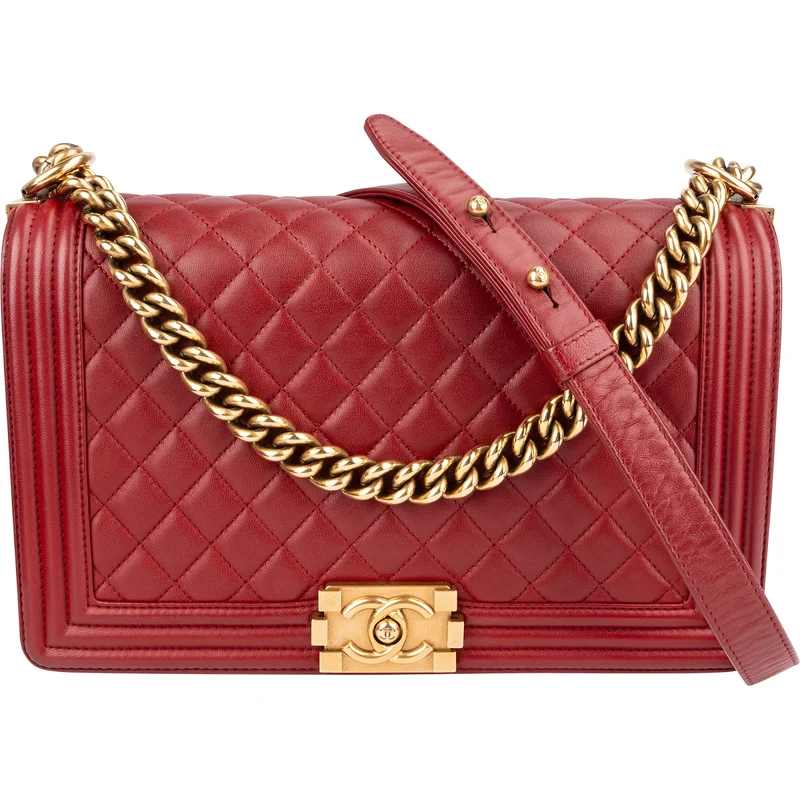 Chanel Quilted Lambskin Boy New Medium Single Flap Crossbody Bag