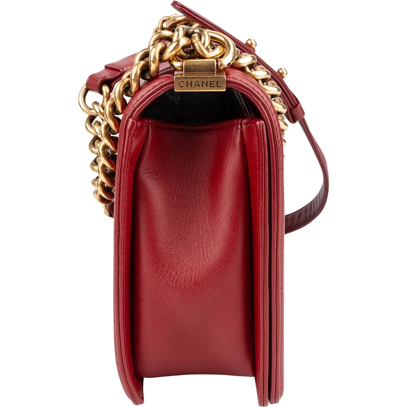 Chanel Quilted Lambskin Boy New Medium Single Flap Crossbody Bag
