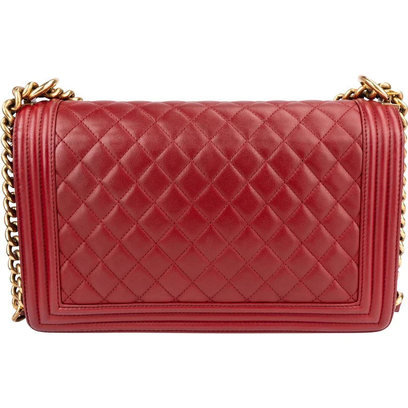 Chanel Quilted Lambskin Boy New Medium Single Flap Crossbody Bag