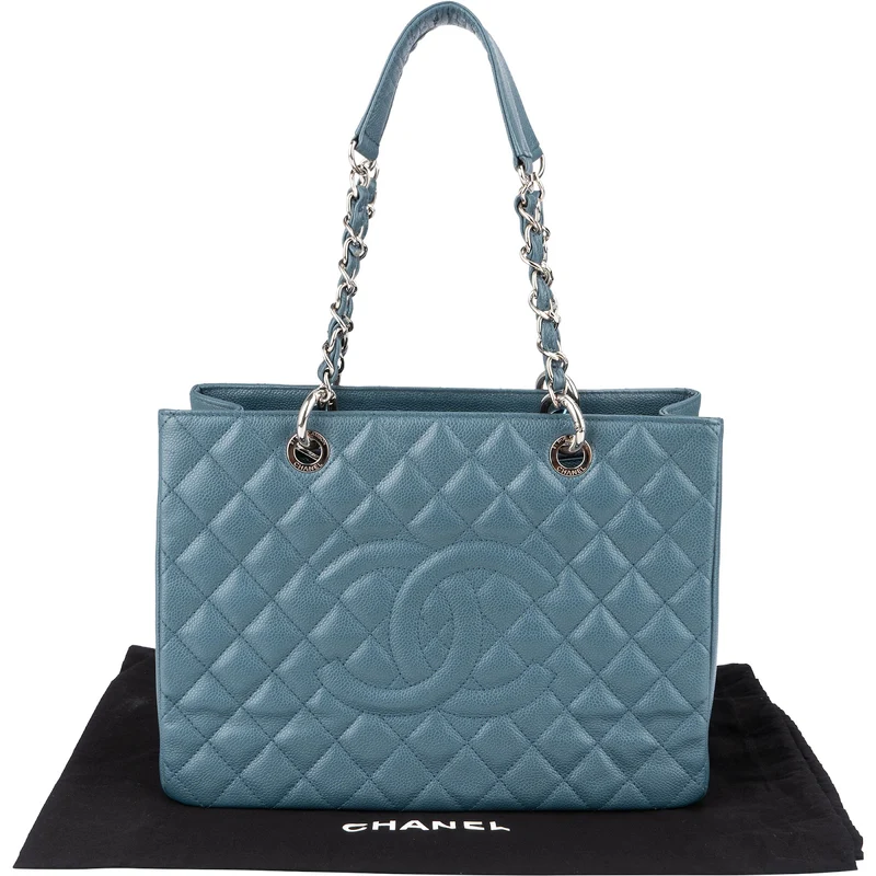 Chanel Quilted Caviar Leather Grand Shopping Tote Jumbo Shoulder Bag