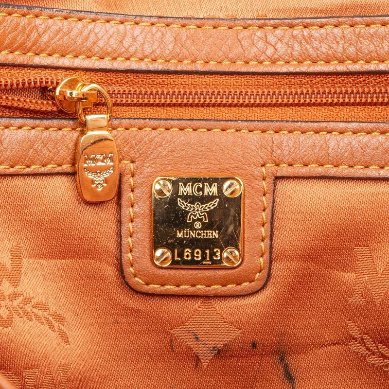 MCM Monogram Leopard Visetos Canvas Leather Liz Tote Shoulder Bag