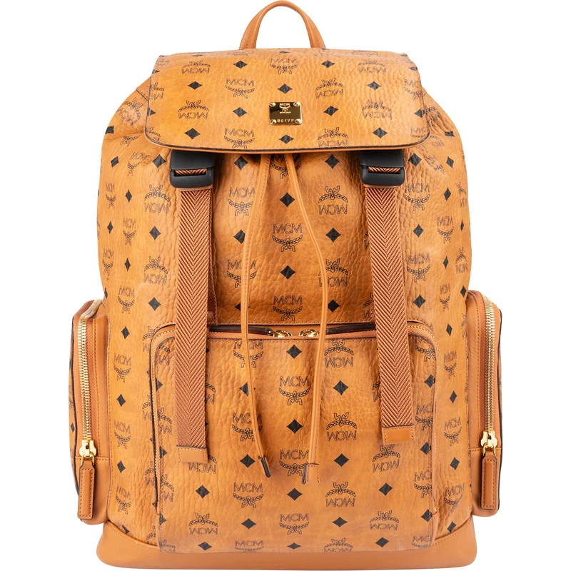 MCM Monogram Visetos Canvas Drawstring Clip Large Travel Backpack