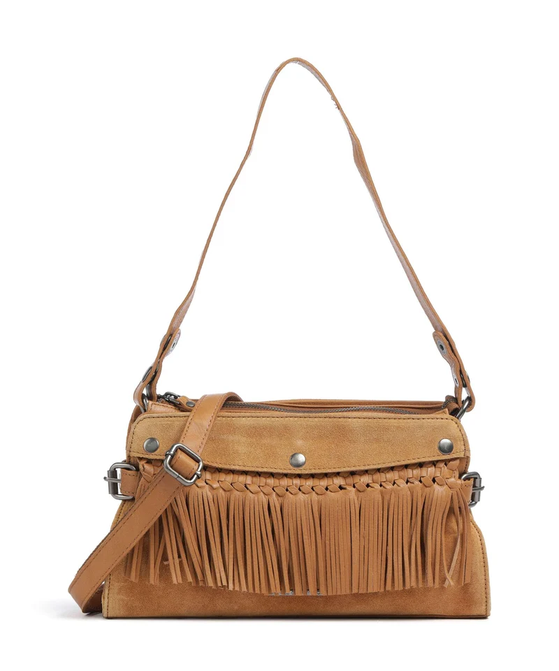 Spikes & Sparrow Suede Mix Madelon Schultertasche tan