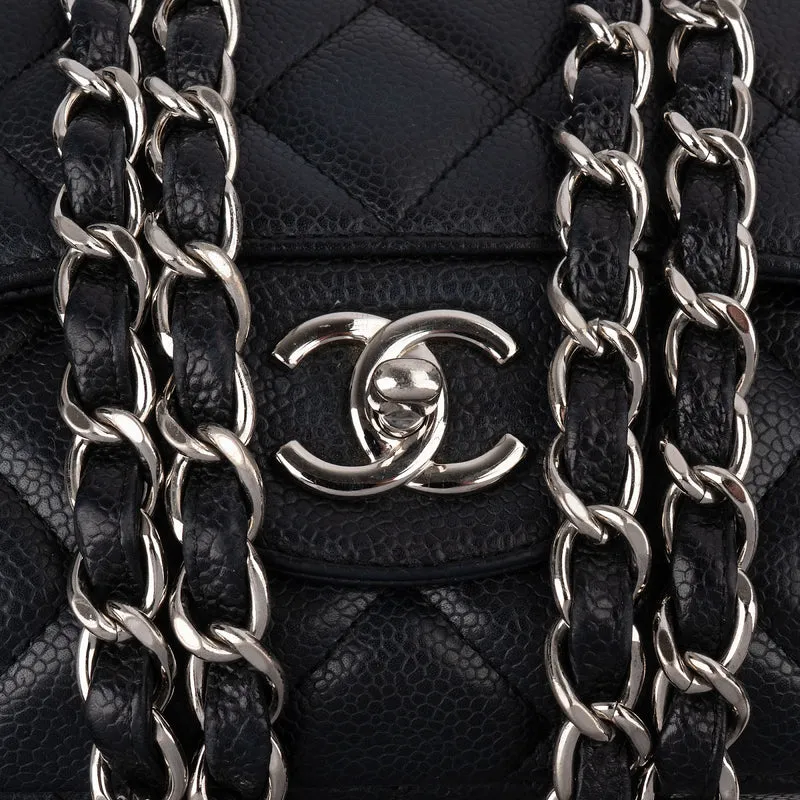 Chanel Quilted Caviar Leather Palladium Jumbo Single Flap Crossbody Bag
