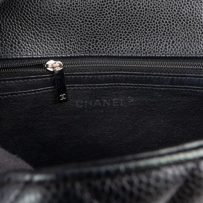 Chanel Quilted Caviar Leather Palladium Jumbo Single Flap Crossbody Bag