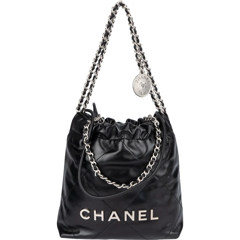 Chanel Noir Quilted Calfskin Small 22 Shoulder Bag