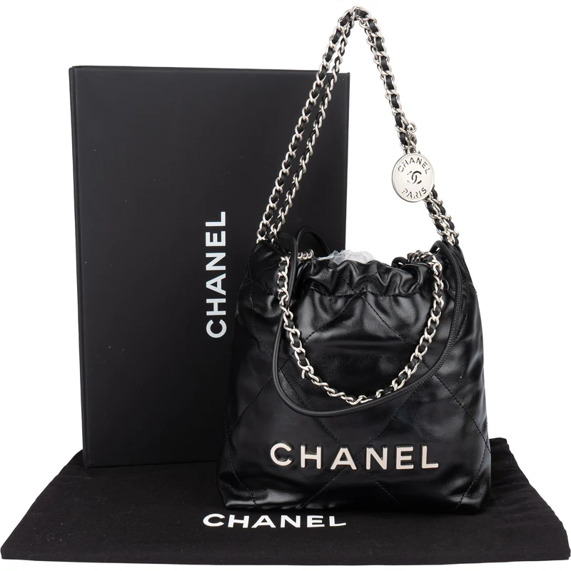 Chanel Noir Quilted Calfskin Small 22 Shoulder Bag